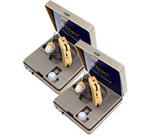 Comfortable Whisper Rechargeable BTE Hearing Amplifiers, set of two units